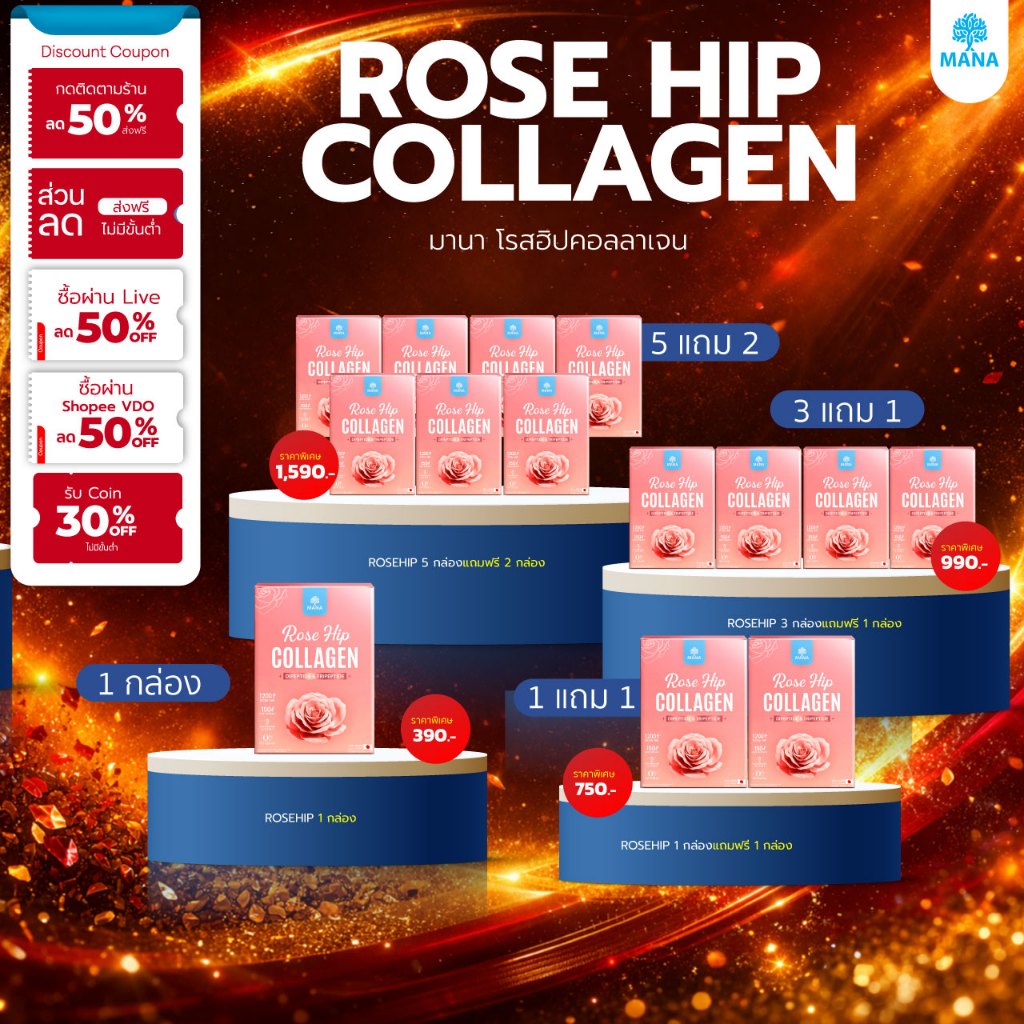 [โปรใหม่!! หมดแล้วหมดเลย] mana collagen ros hip มานาคอลลาเจน คอลลาเจนญาญ่า mana collagen  rose hip mana