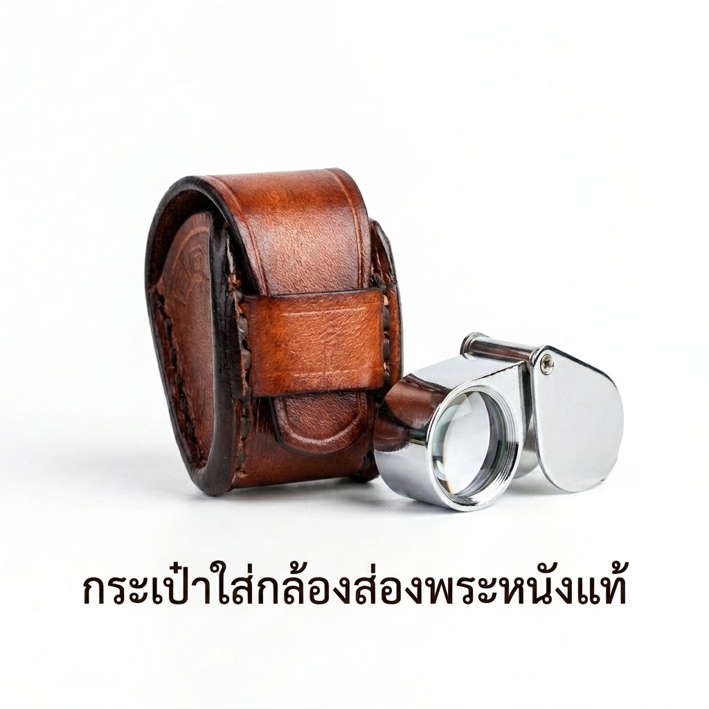ซองหนังแท้กล้องส่องพระเย็บมือ สำหรับอุปกรณ์เสริมเลนส์ แบบสอด