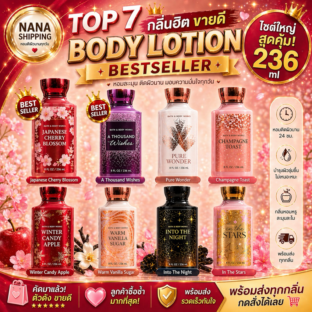 Body Lotion 236ml โลชั่นน้ำหอมผู้หญิง กลิ่นหอมติดผิว ผิวนุ่มชุ่มชื้น พร้อมส่