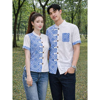เสื้อผ้าไทย ชาย/หญิง (ทีม) ลายประกายดาว มีให้เลือกหลายสี หลายไซส์