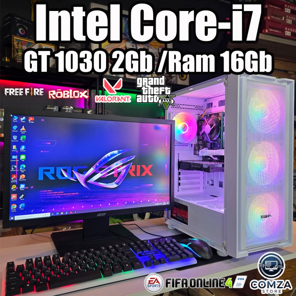 คอมพิวเตอร์ Core-i7 /GT 1030 2Gb เล่นเกมส์ GTA V /Free Fire /Valorant /Roblox ( Pc2121 )