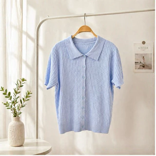 LITTLEMOM-เสื้อโปโลถักเกลียวแต่งกระดุมหน้า 8 เม็ด รุ่น MAX