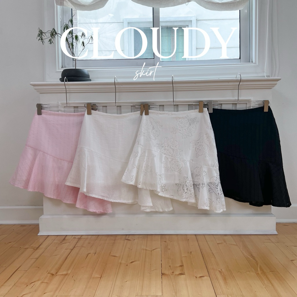[พร้อมส่งมีส่งด่วน!] SHOP.POPO-Cloudy skirt กระโปรงผ้าพริ้วชายเฉียง ซับใน2ชั้น