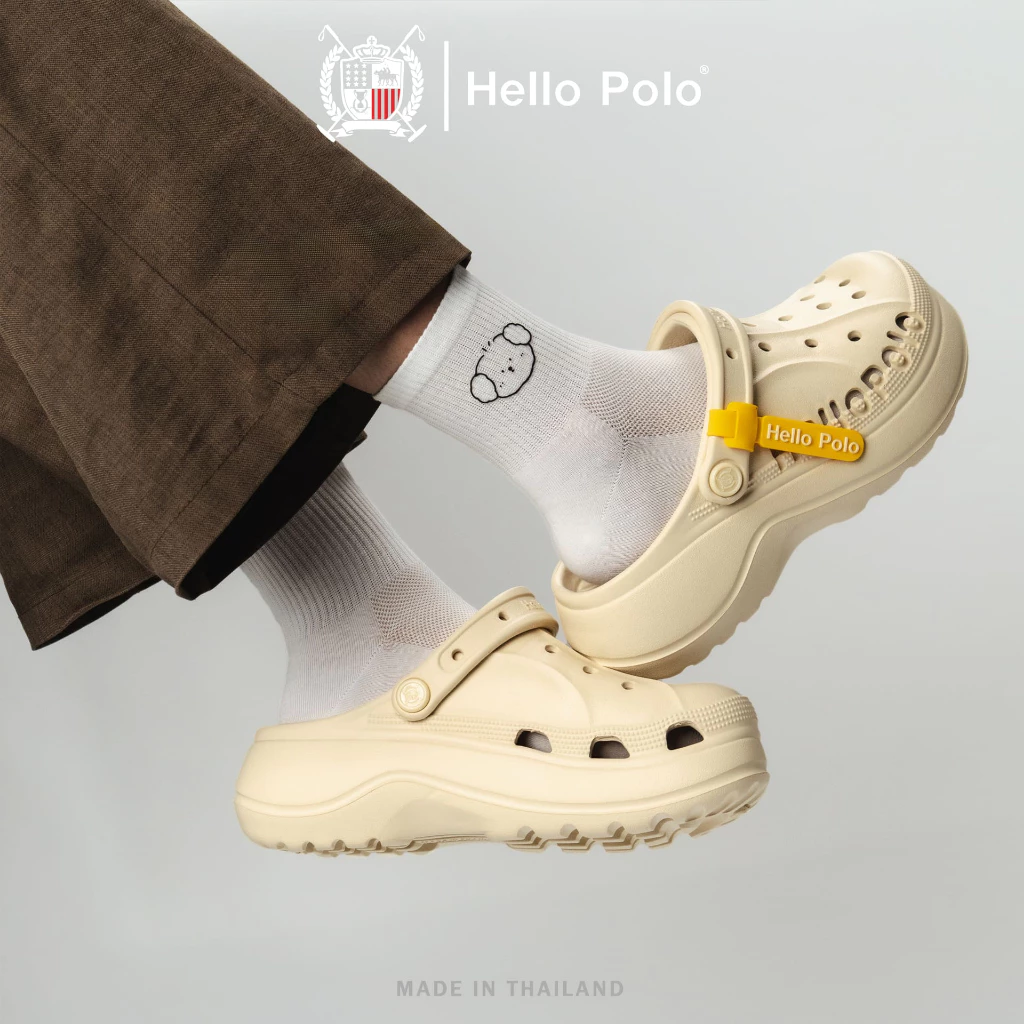 Hello Polo รองเท้าหัวโต HP8067 แบบสวม ดีไซน์มินิมอล วัสดุ EVA นุ่มเบา ใส่สบาย กันลื่น พื้นสูง 5 cm.