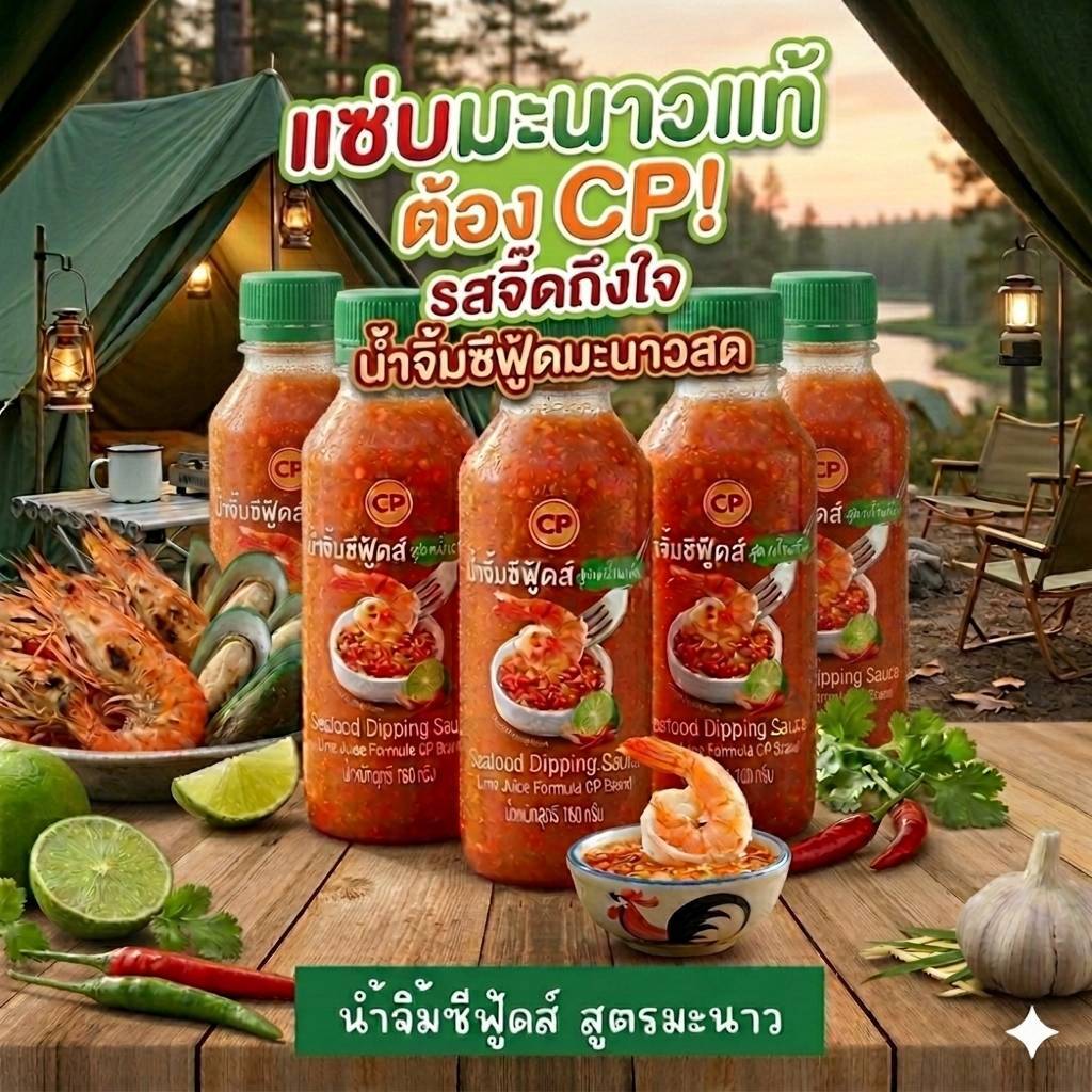 (5 ขวด)CP น้ำจิ้มซีฟู้ด  สูตรมะนาว แซ่บทุกคำ เปรี้ยวหอมถึงรสมะนาวแท้