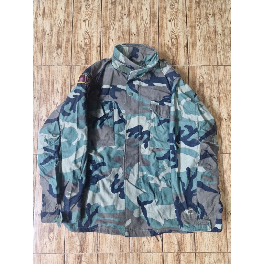 เสื้อแจ็คเก็ตทหาร USA woodland M65  Military Jacket Field vintage รอบอก48"ยาว30"ไหล่20"แขน25" used