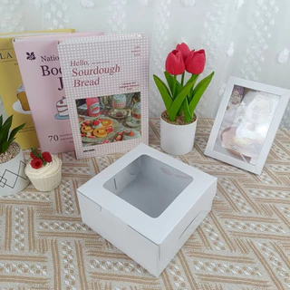 กล่องเค้กครึ่งปอนด์ ทรงปกติ ขาวหลังเทา (100ใบ/แพ็ค)