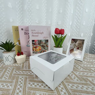 กล่องเค้กครึ่งปอนด์ ทรงปกติ ขาวหลังเทา (100ใบ/แพ็ค)