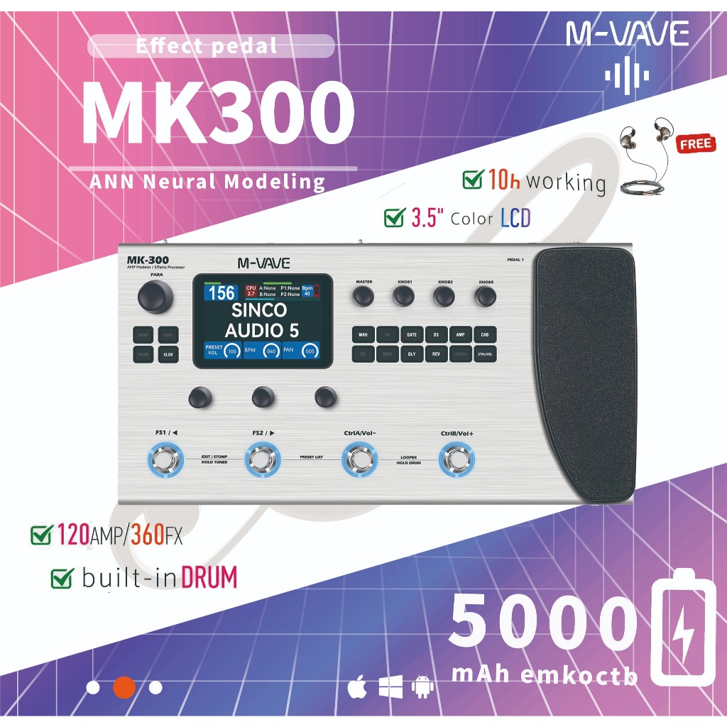 M-VAVE MK-300 มัลติเอฟเฟค Multi Effect รับประกันศูนย์