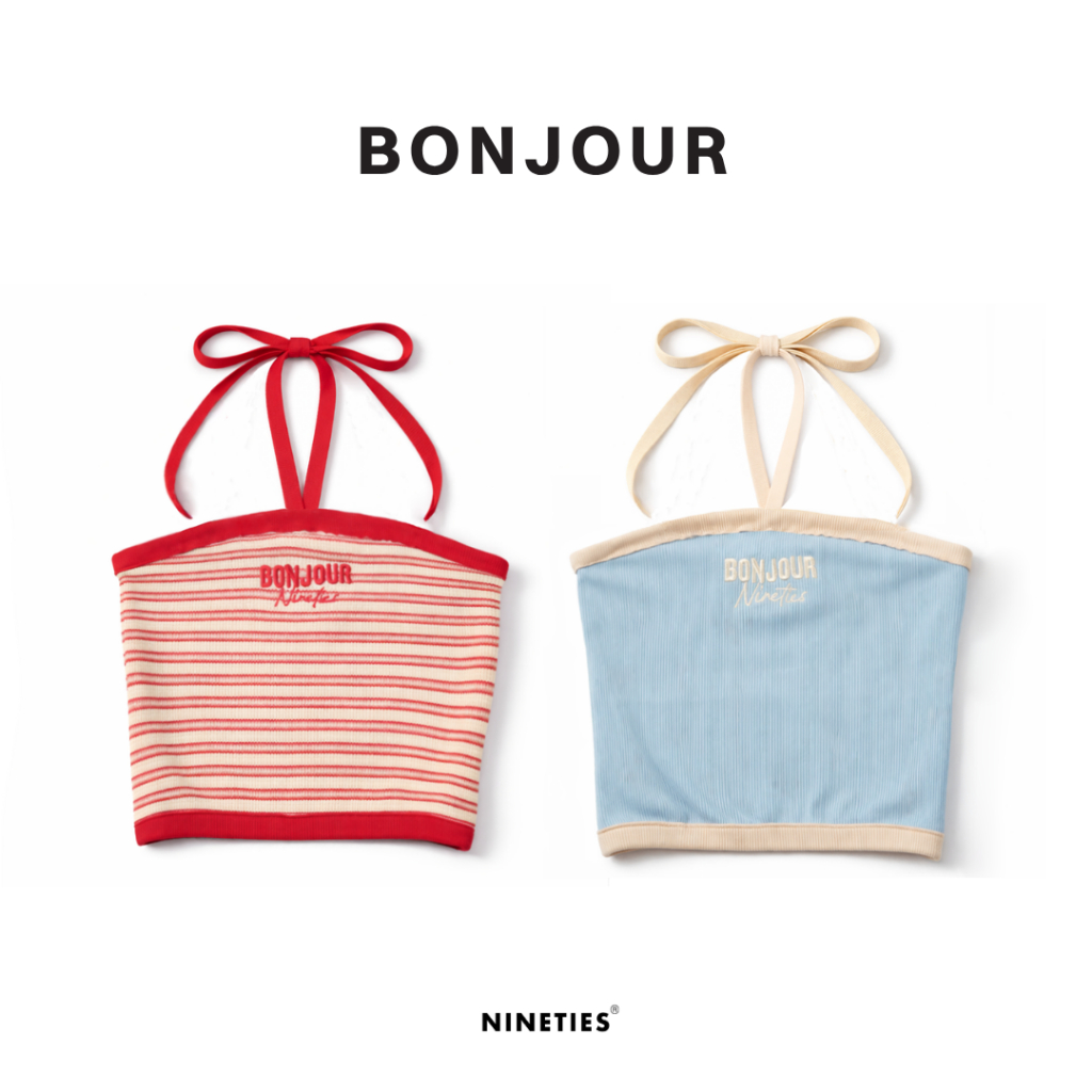 Nineties Design : Summer Tank Top เสื้อสายเดี่ยว ผูกคอ รุ่น Bonjour