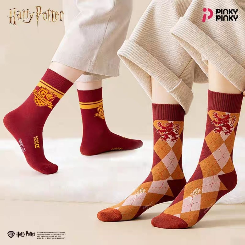 [พร้อมส่ง]Pinky Pinky x Harry Potter ถุงเท้าลายข้าวหลามตัด แฮร์รี่พอตเตอร์