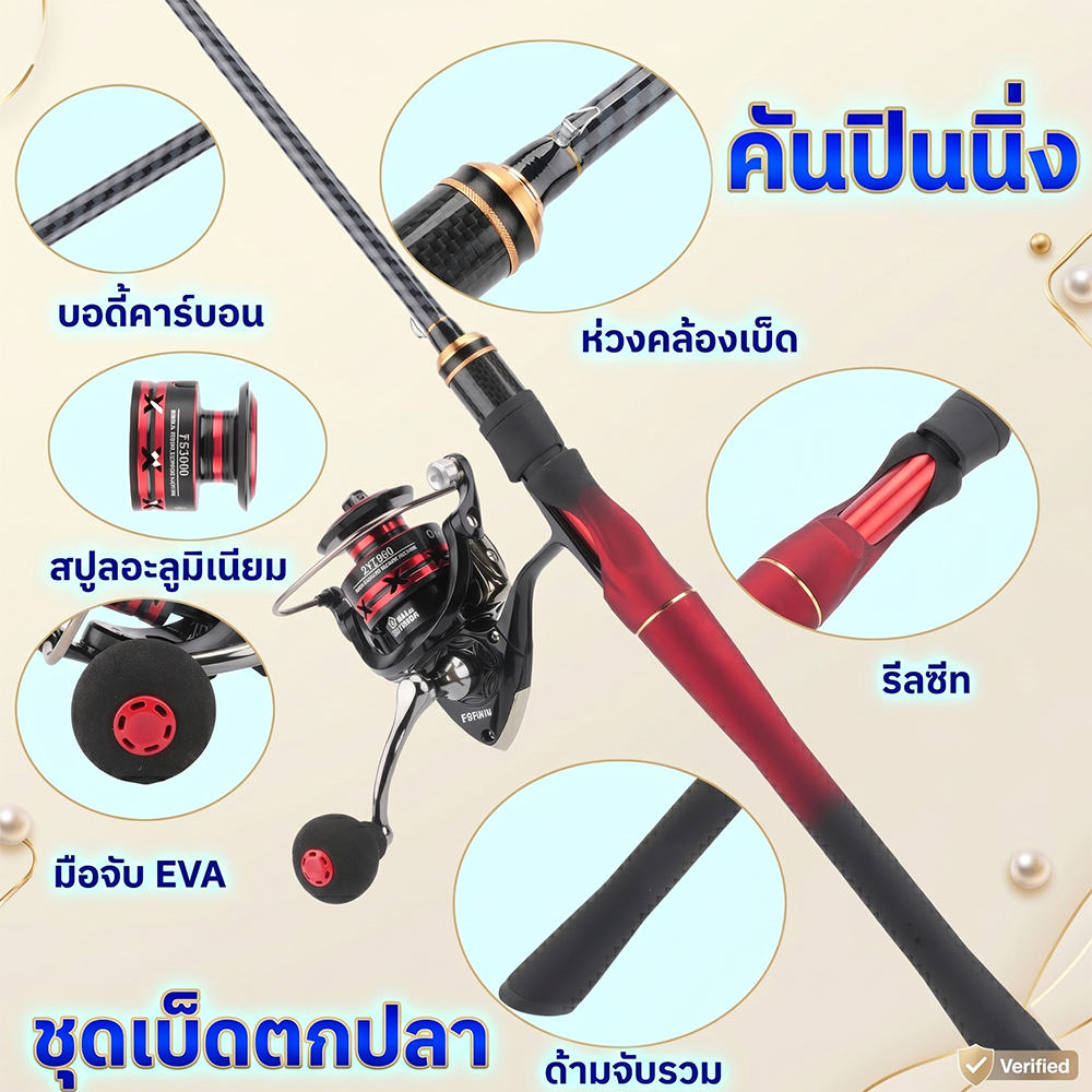 ชุดคอมโบเบ็ดตกปลาและรอก: คันเบ็ด Composite Carbon Fiber รูปที่ 5