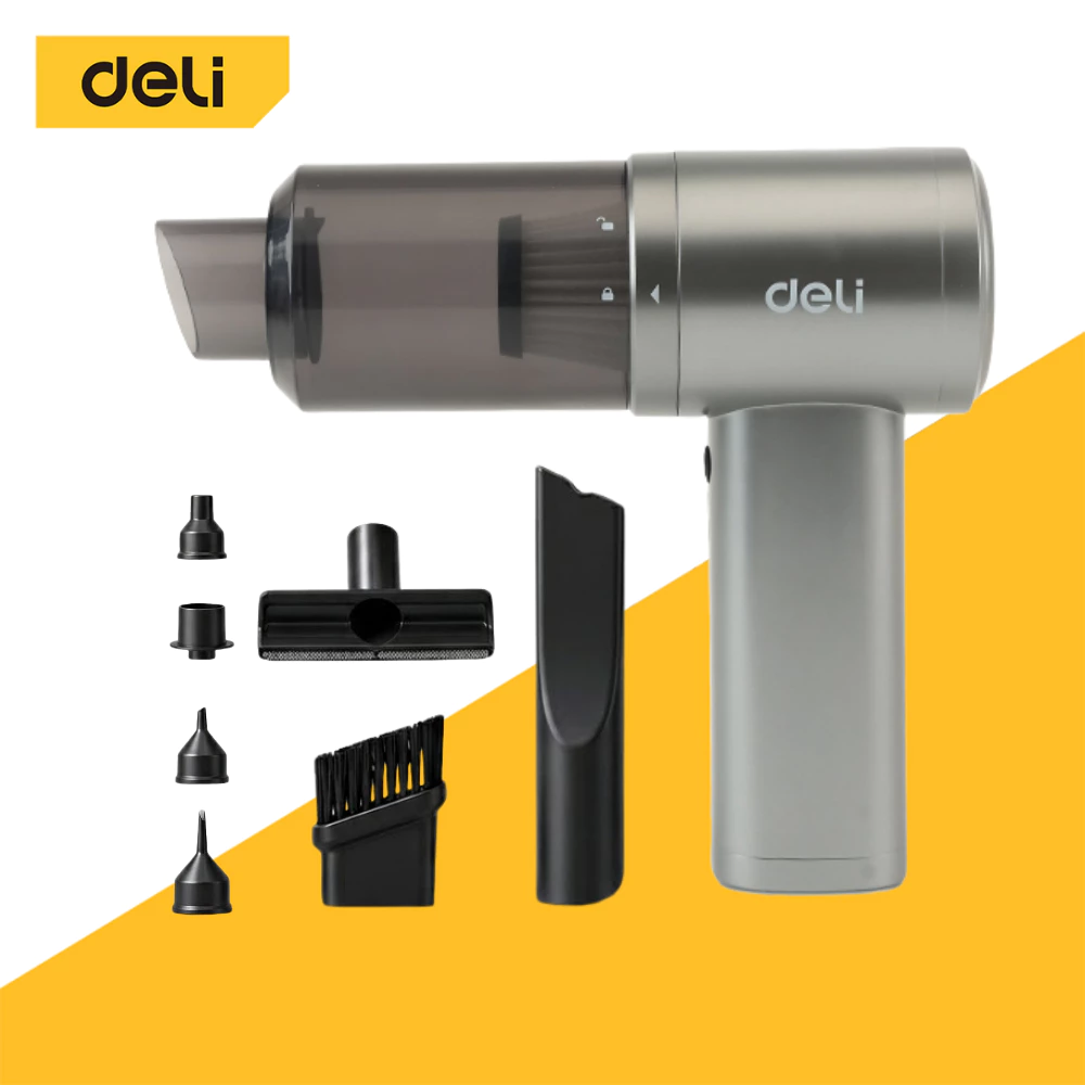 [ฟรีถุงมือล้างรถ] Deli เครื่องดูดฝุ่นไร้สาย เครื่องดูดฝุ่นในรถ แรงดูด1200PA รับประกัน 3เดือน Portable vacuum cleaner