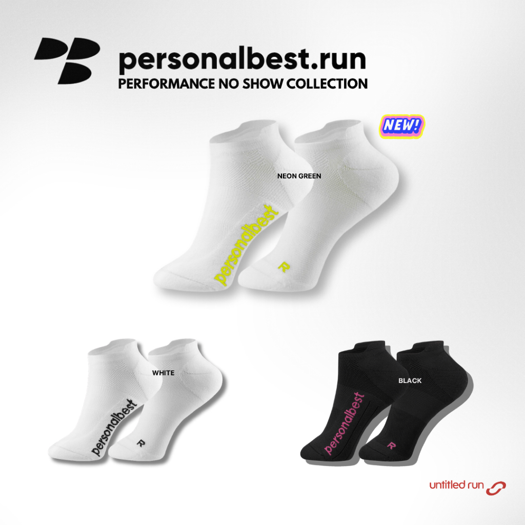 Personal Best Performance Sock รุ่น " No Show ซ่อนข้อ " ถุงเท้าวิ่ง ไร้ตะเข็บ ระบายอากาศเยี่ยม
