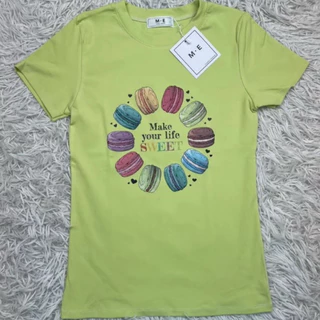 เสื้อยืดคอกลมแขนสั้น ลายมาการอง ป้าย ME