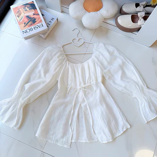เสื้อแขนยาว( อก 32-44 )ผ่าหน้าผ้าโรซี่สวย