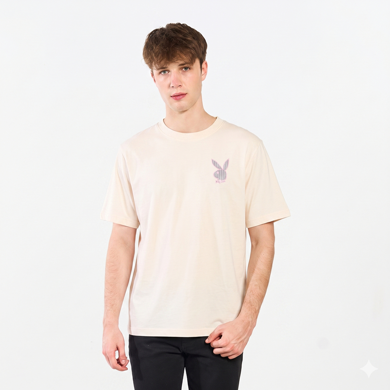 PLAYBOY 05PB เสื้อยืด   เสื้อผ้าผู้ชาย/เสื้อ/เสื้อยืดสีครีม รุ่น P1MT265TB028CR
