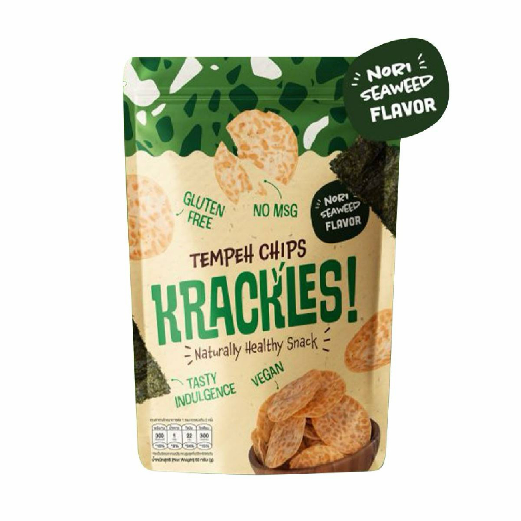 Krackles Tempeh Chips Nori Seaweed Flavor 50g แคร็กเคิลส์ เทมเป้แผ่นกรอบ รสโนริสาหร่าย