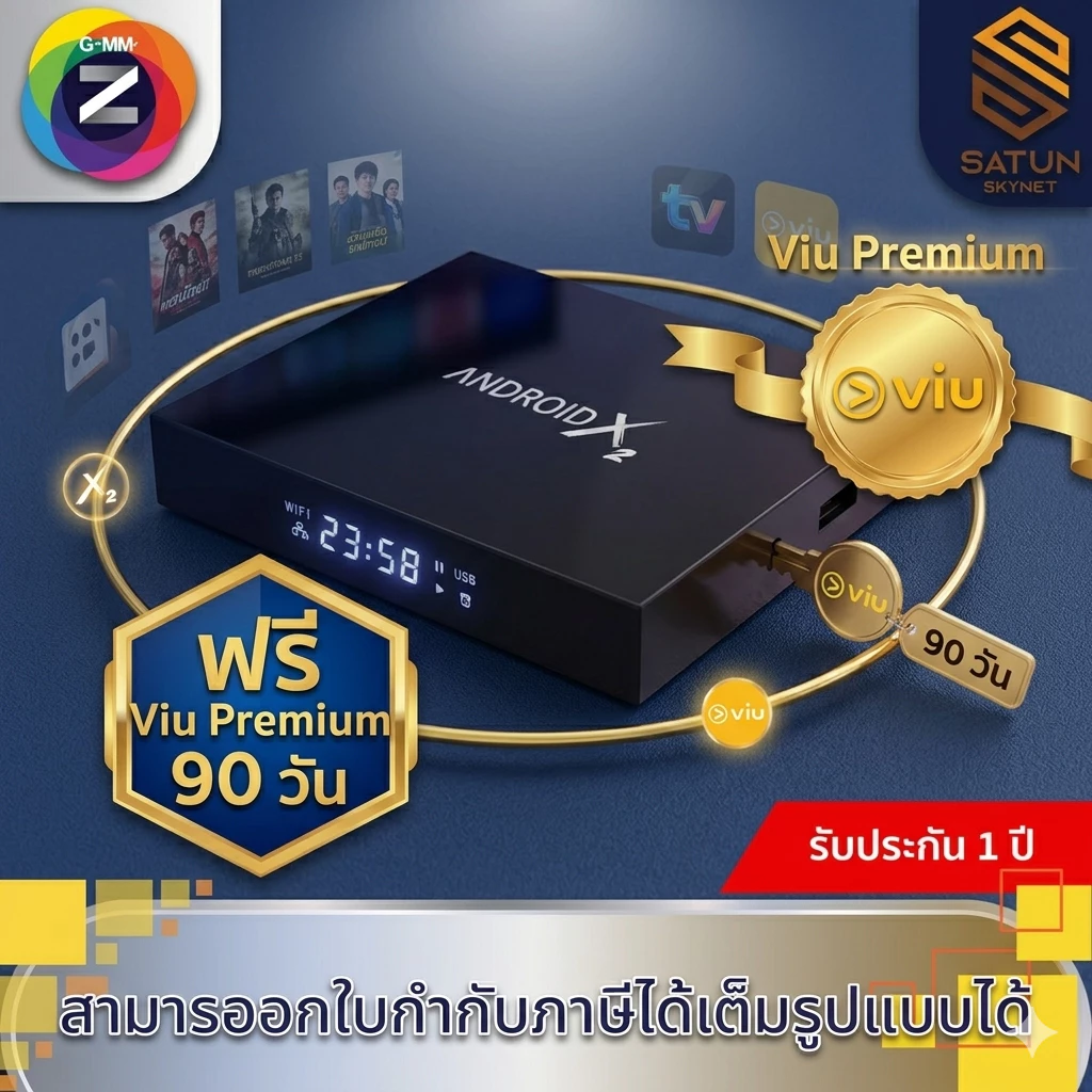 GMM Z TV Box Android X2 ชม MONO MAX, AIS Play, NetFlix, ZTV / ฟรี Viu Premium 90 วัน