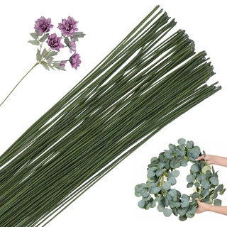 ก้านลวดดอกไม้สีเขียว 40 ซม. 50 ชิ้น ก้านดอกไม้ปลอม ดัดงอได้ สำหรับ DIY ทำดอกไม้ งานแฮนด์เมด งานประดิษฐ์