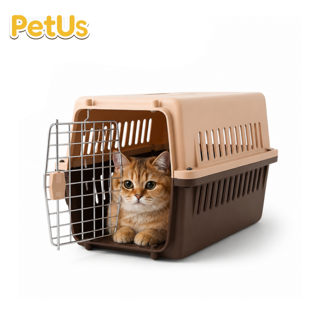 Petus กรงพกพา กล่องพกพาสัตว์เลี้ยง กรงหิ้วแมวสุนัข มีหูจับ แข็งแรง 48/58cm Petus Kingkaew