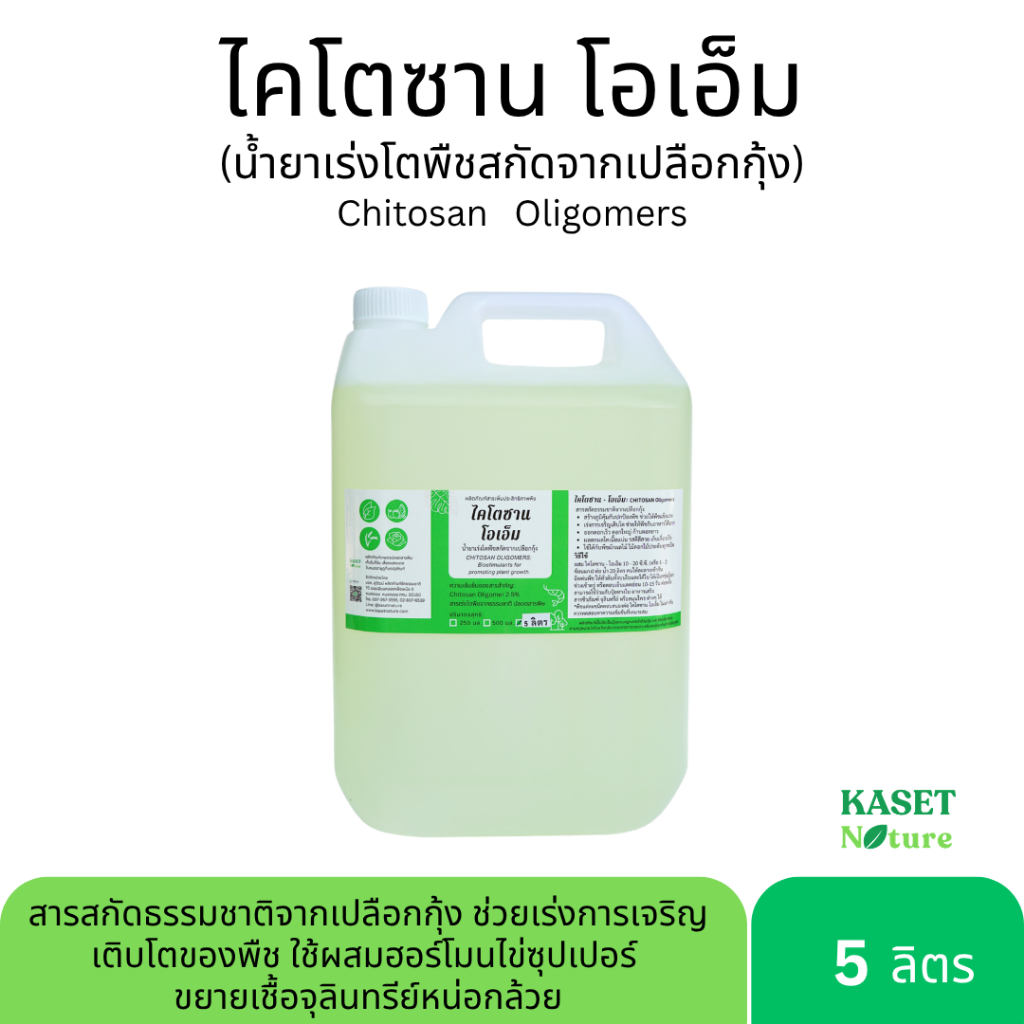 ไคโตซาน โอเอ็ม (แกลลอน 5 ลิตร) - น้ำยาเร่งโตพืชสกัดจากเปลือกกุ้ง ใช้ทำฮอร์โมนไข่ซุปเปอร์ ขยายจุลินทรีย์หน่อกล้วย