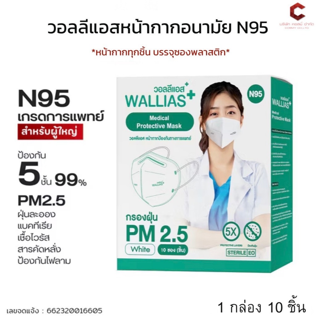 (แพ็ค 3 กล่อง) MASK N 95 Durgesh Medical Protective Mask