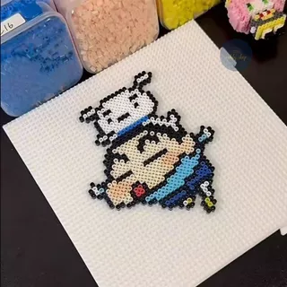LEEWAY Perler Beads ปักถั่วเซ็ตคุ้ม DIY เม็ดบีทรีดร้อน ชุดเข็มร้อยลูกปัด งานประดิษฐ์ พวงกุญแจ