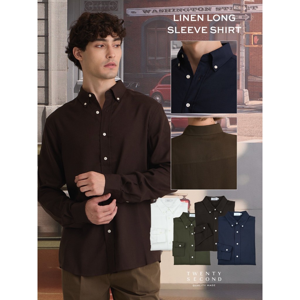 TWENTYSECOND เสื้อเชิ้ตแขนยาว ผ้าลินิน รุ่น Linen Long Sleeves Shirt