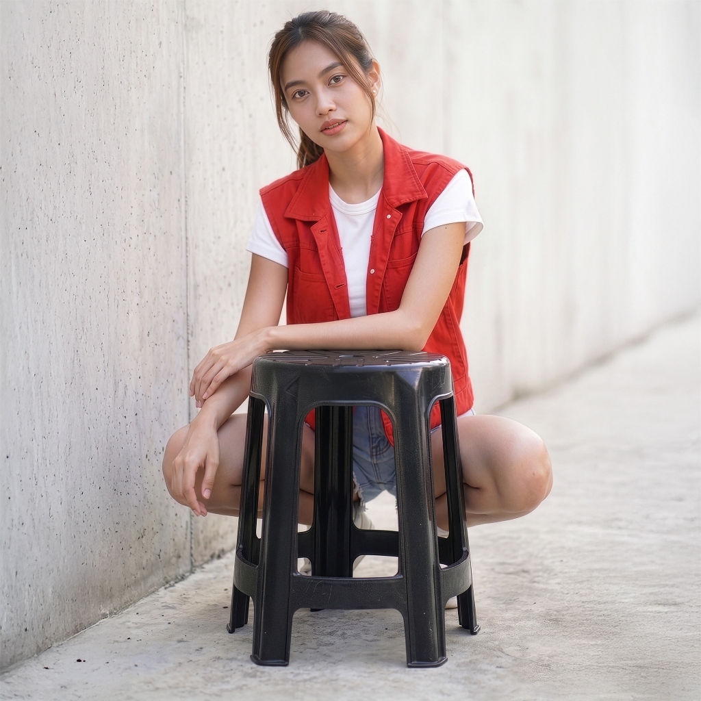 เก้าอี้พลาสติก รุ่นหนา รับได้ 100 กิโลกรัม หัวโล้น เก้าอี้กลม  - 0195 รูปที่ 3