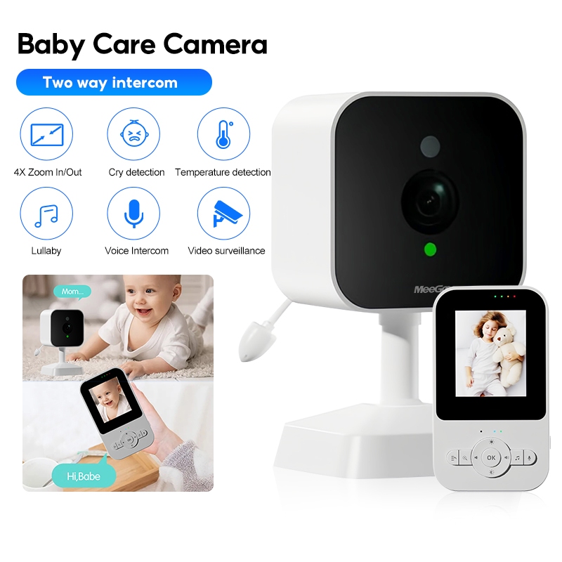 MeeGoo กล้องในร่ม Baby Monitor 480P 2.4นิ้ว ไร้สาย อินฟราเรด สนทนาสองทาง ตรวจอุณหภูมิ เตือนให้นม