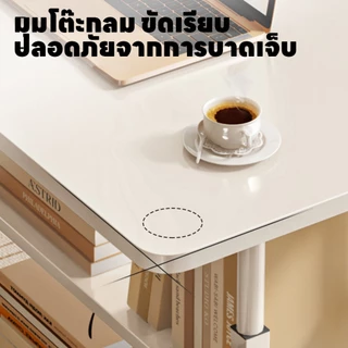 โต๊ะคอมข้างเตียง 60x40cm/80x40cm ปรับความสูงได้ 69-90 ซม. มีชั้นวาง 3 ชั้น พร้อมล้อเลื่อน