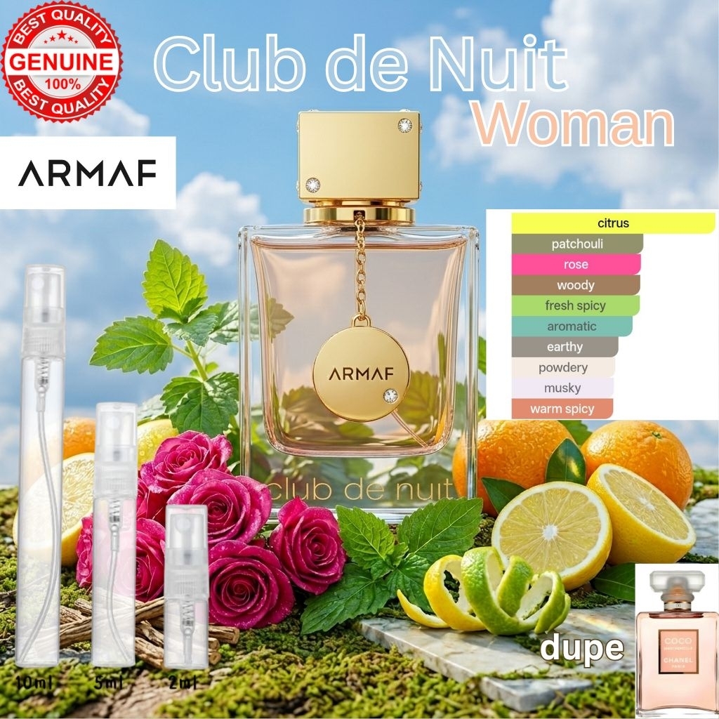 Club de Nuit woman EDP. น้ำหอมอาหรับแบ่งขายขนาดทดลอง 2/5/10ml. ของแท้100% พร้อมส่ง นำเข้าจาก U.A.E. 