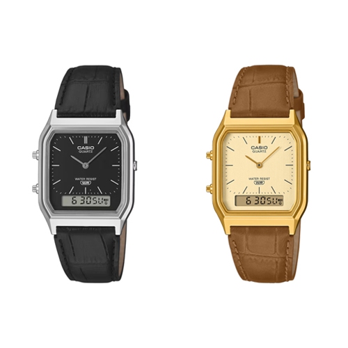CASIO นาฬิกาข้อมือ สายหนัง รุ่น AQ-230,AQ-230EL,AQ-230EGL,AQ-230EL-1A,AQ-230EGL-9A