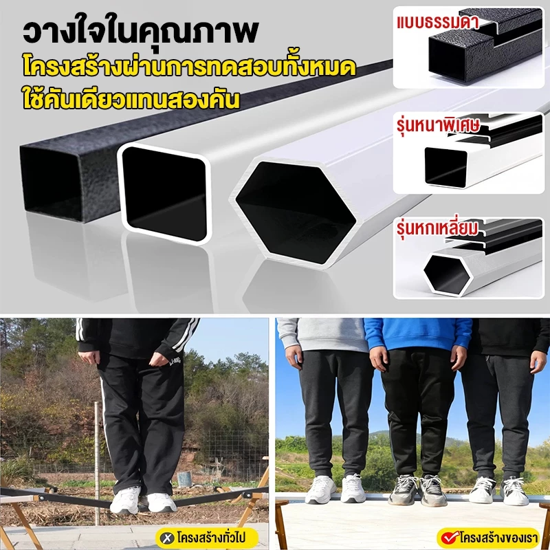 เต็นท์พับได้ 2x2 3x3 3x6m โครงเหล็กพร้อมผ้าใบ กันแดดกันฝน thumbnail 9