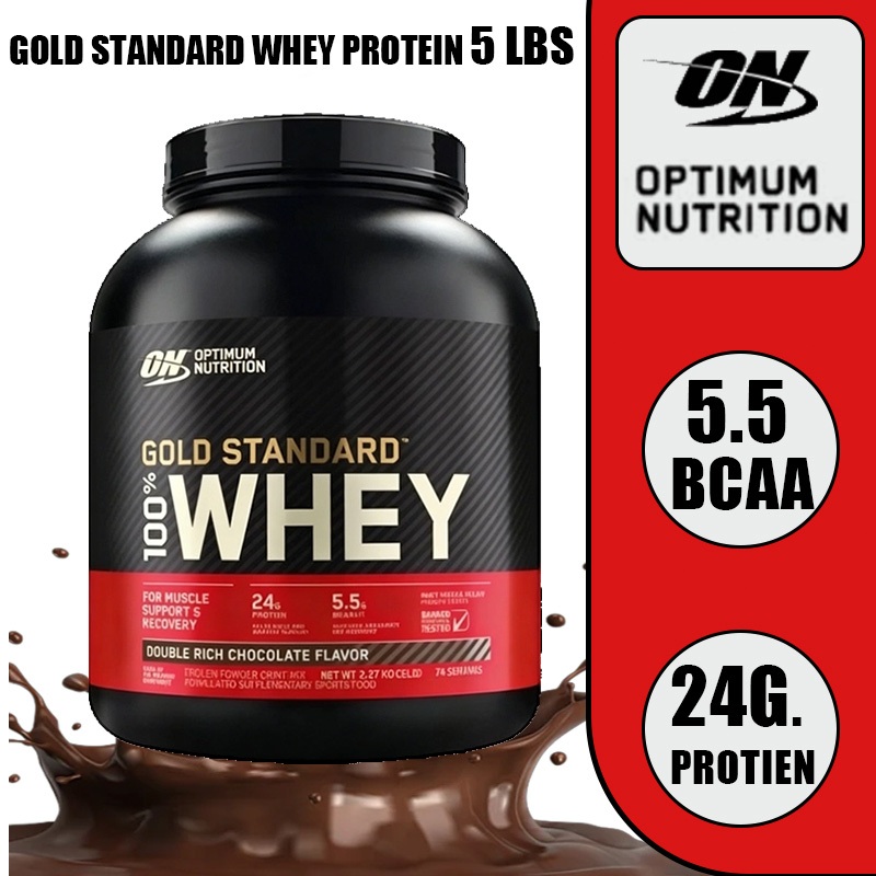 Optimum Nutrition Gold Standard Whey Protein 5 Lbs.(ON)ดับเบิ้ลช็อกโกแลต เวย์โปรตีนไอโซเลตหลัก ราคา ถูกที่สุด ดีลบีเคเค