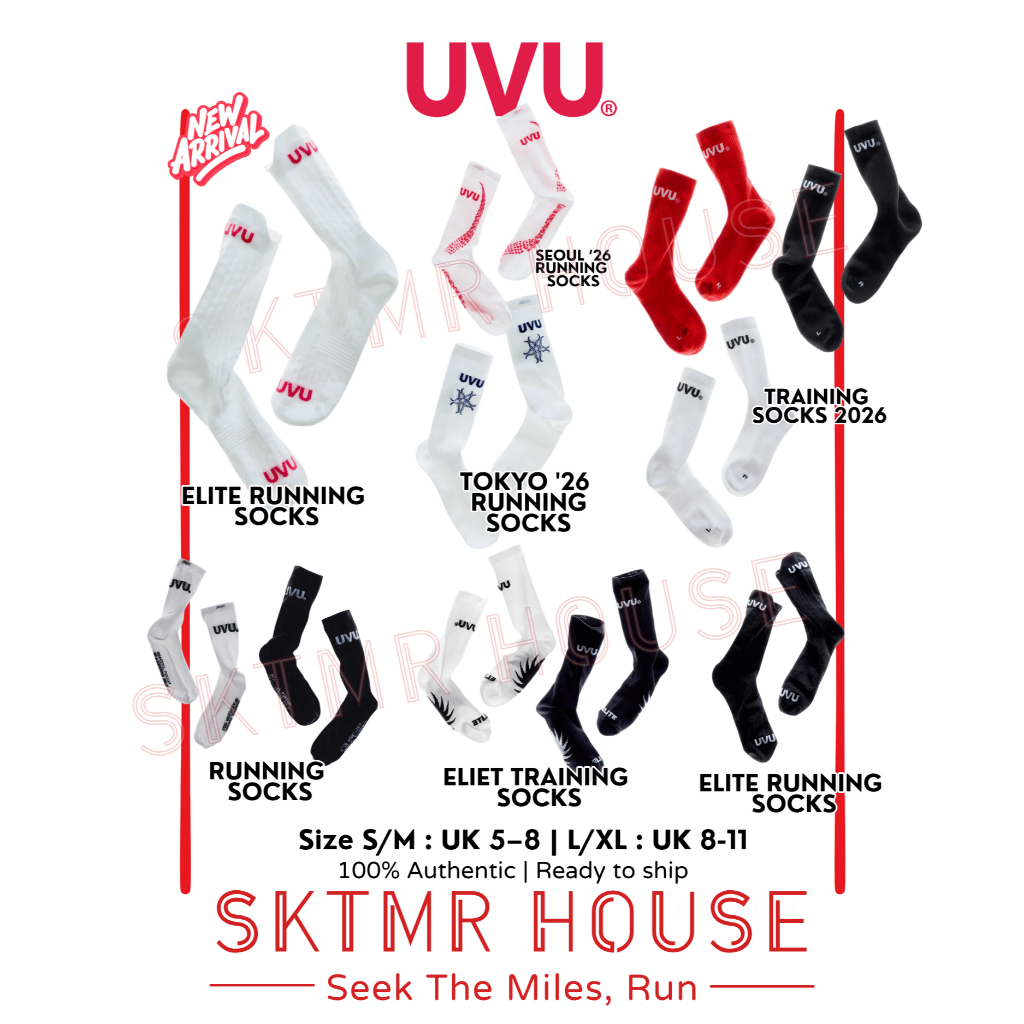 [พร้อมส่ง]  UVU RUNNING SOCK, TRAINING SOCK, ELITE RUNNING SOCKS| ถุงเท้าวิ่ง / เทรนนิ่ง |