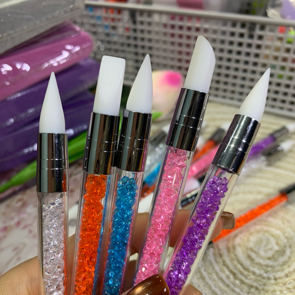 พู่กันแต่งเล็บหัวซิลิโคน พู่กันปั้นดอก 1 ด้าม 2 หัว สินค้าพร้อมส่ง