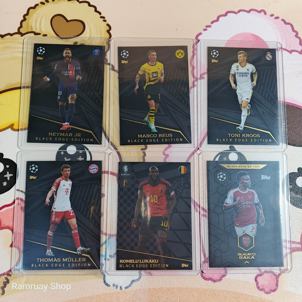 การ์ดบอล Topps Black Edge Edition การ์ดหายาก B.Saka Neymar Jr Marco Reus Romelu Lukaku Toni Kroos ขอ