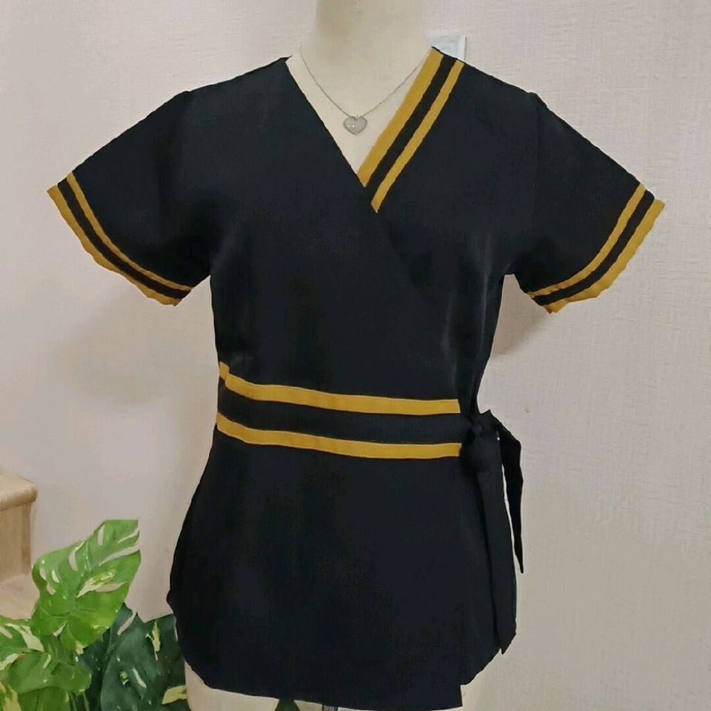 เสื้อสปา เสื้อนวดไทย รุ่น(A9)ผูกโบว์ด้านข้างเหมาะสำหรับใส่ในงานร้านนวดร้านสปา พนักงานต้อนรับ