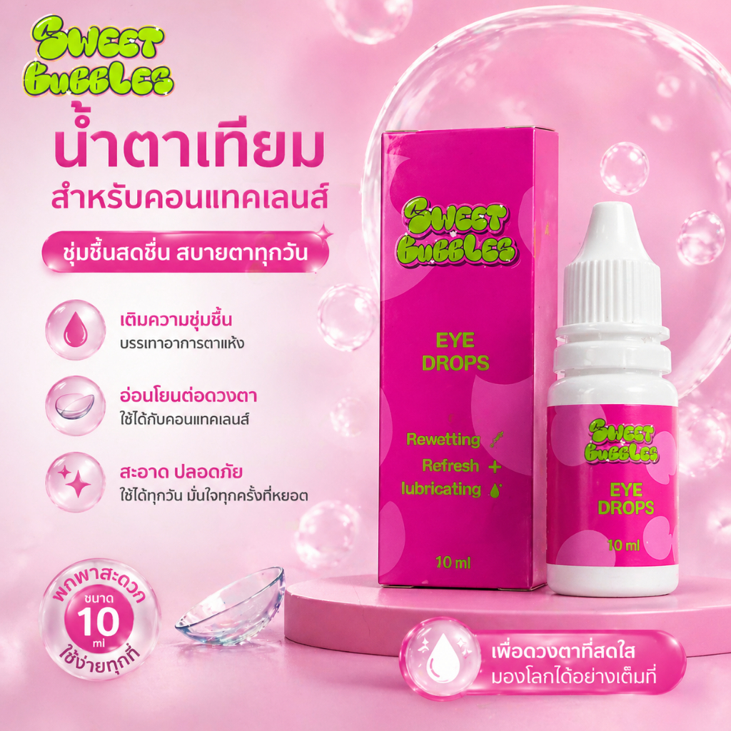 Sweet Bubbles น้ำตาเทียม 10ml สำหรับคอนแทคเลนส์ เพิ่มความชุ่มชื้น