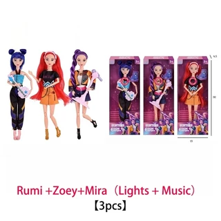 （ประเทศไทยTH）ด้วยแสงสีและเสียงดนตรี ของเล่นตุ๊กตา kpop demon hunter Zoey Mira Rumi Action Figure ชุดของเล่นเด็กของขวัญ