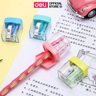 Deli 0574 Pencil Sharpener กบเหลาดินสอขนาดพกพา สีพาสเทล (คละสี 1 ชิ้น)