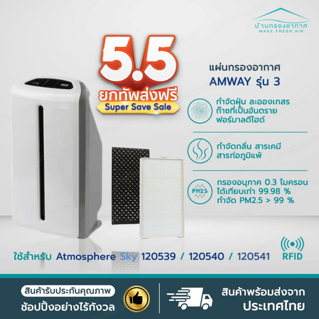 [มี RFID] แผ่นกรอง Amway Atmosphere SKY แอทโมสเฟีย รุ่นสกาย แผ่นกรอง กรองอากาศ แอมเวย์ คุณภาพดี ขนาดเดียวกับของเดิม