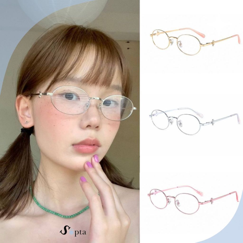 [ SALE ] SOPTA OPTICAL | SP01 แว่นตากรอบโลหะทรงวงรี สไตล์เกาหลี น้ำหนักเบา | Gold / Silver / Pink