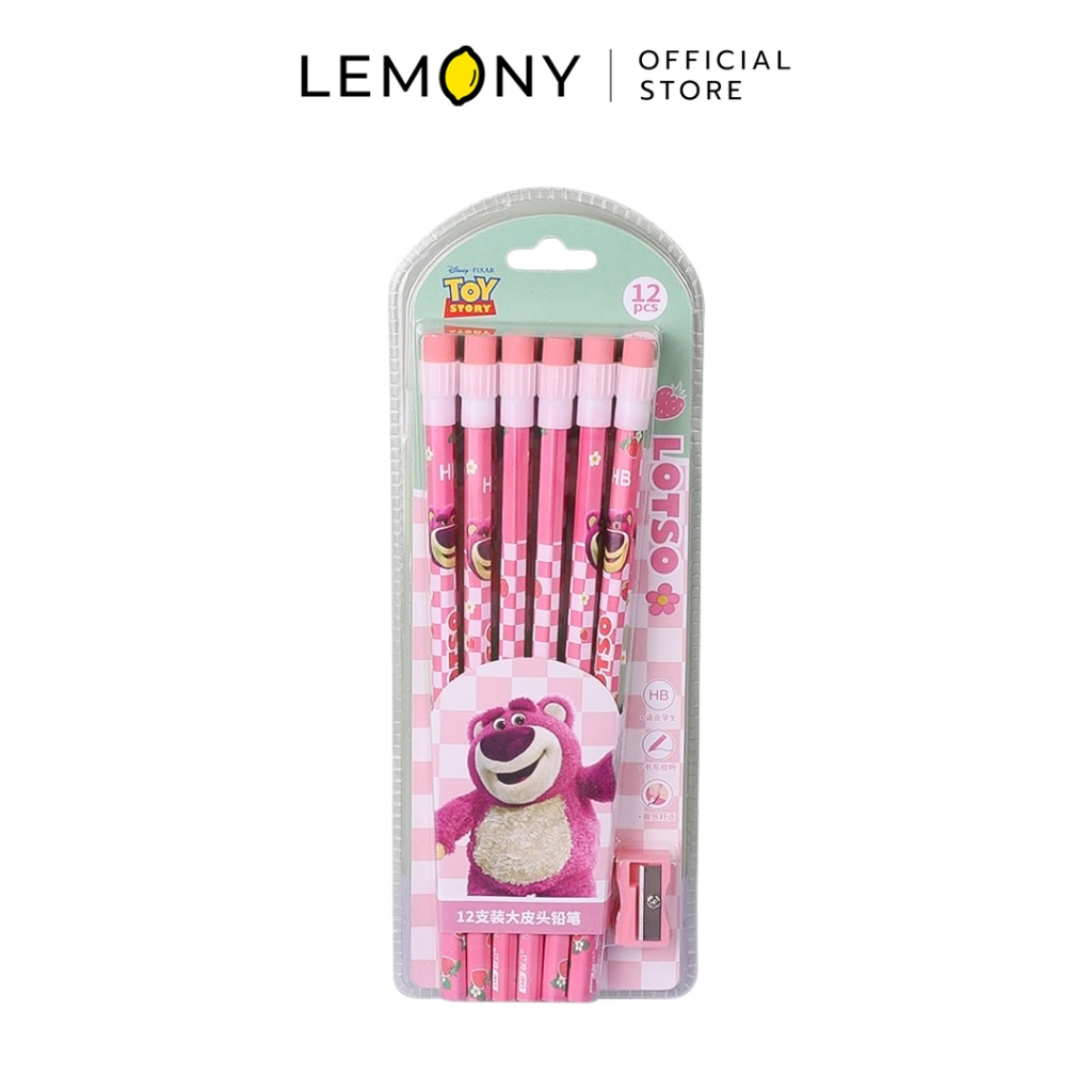 LEMONY Disney Pencil  Set เชตดินสอ 12 แท่งพร้อมกบเหลา ลายดิสนีย์ (Lotso)