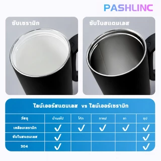 PASHLINC แก้วเก็บอุณหภูมิ 25oz เก็บเย็น 24ชั่วโมง มีหูจับ มีหลอด สแตนเลส 316 ไม่รั่ว ใช้ในรถยนต์ได้