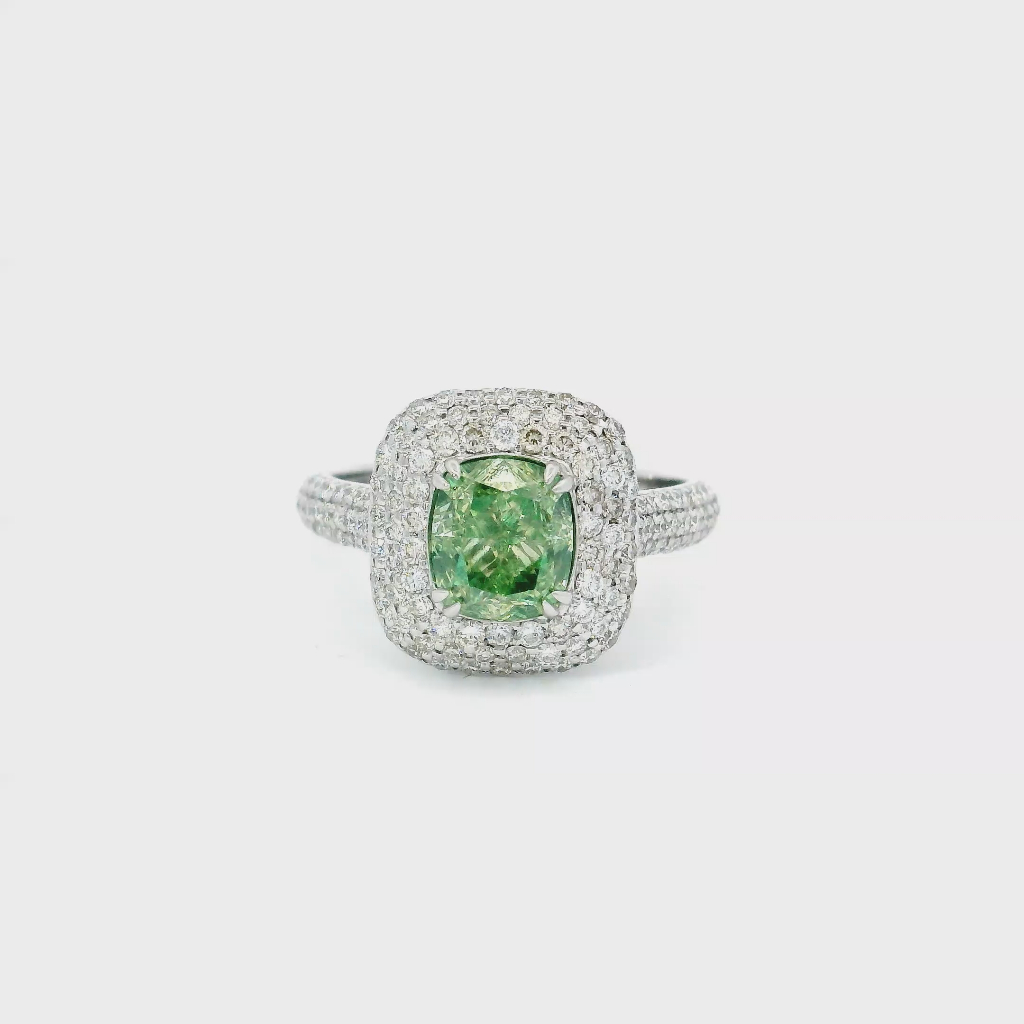 1.50 Carat Fancy Green VS Clarity Diamond Ring