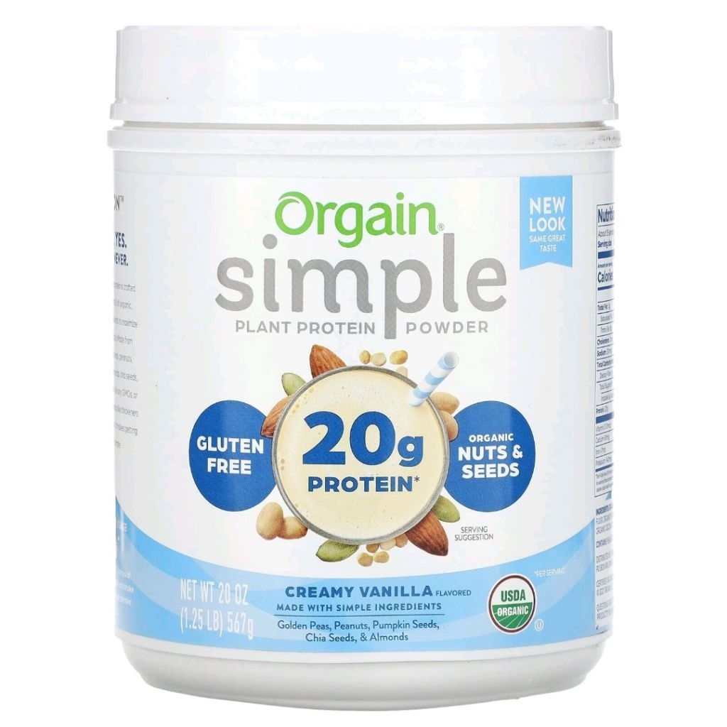 Orgain, Simple, Plant Protein Powder, Creamy Vanilla, 20oz (567 g)