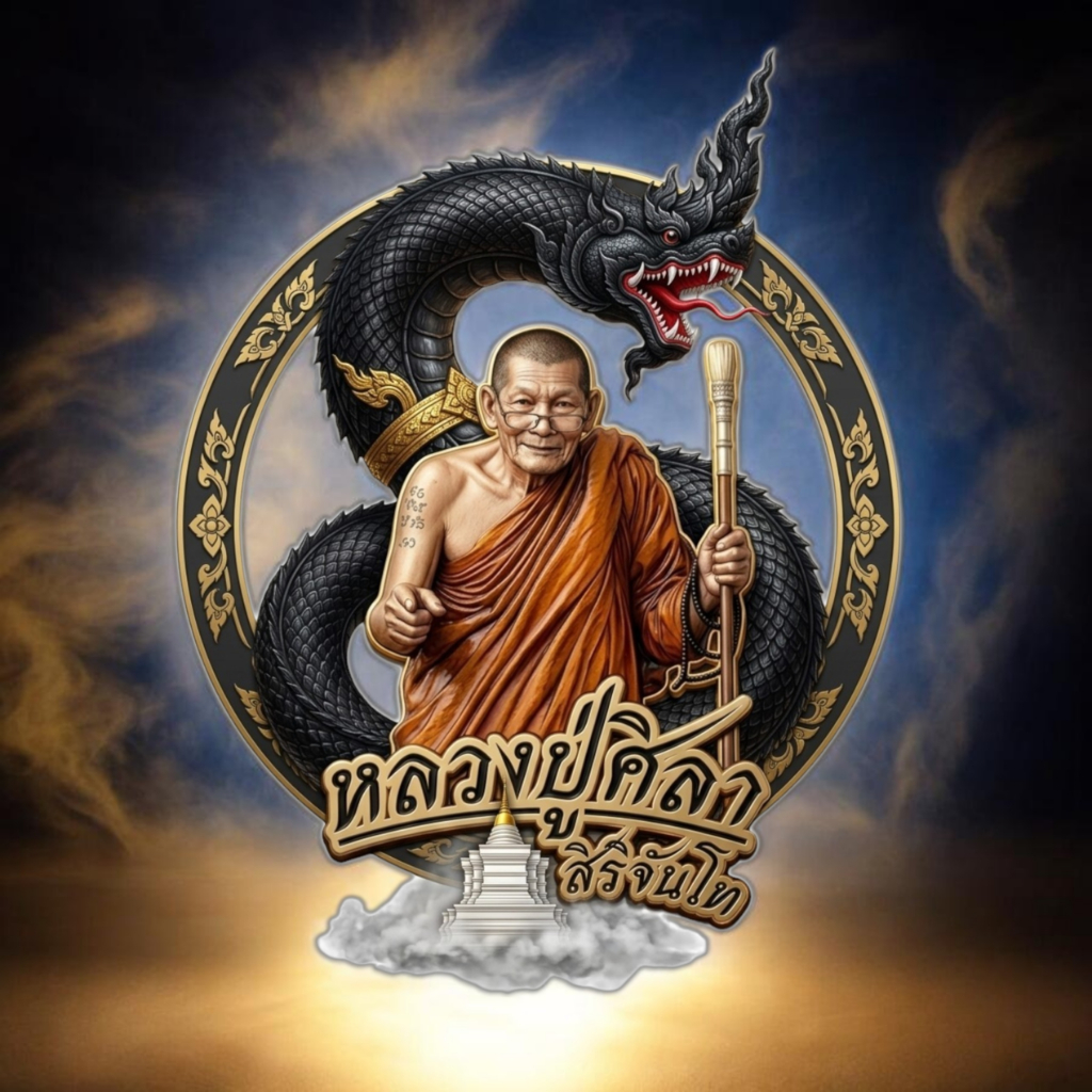 สติกเกอร์ติดรถ หลวงปู่ศิลา หลังพญานาคเพชรดำ งานพิมพ์ใส เคลือบเงา กันน้ำ กันแดด